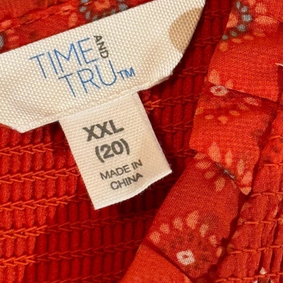 Time & Tru Orange Multi Patterned Long Sleeve Dress XXL Midi Dress. NWOT - Picture 4 of 12